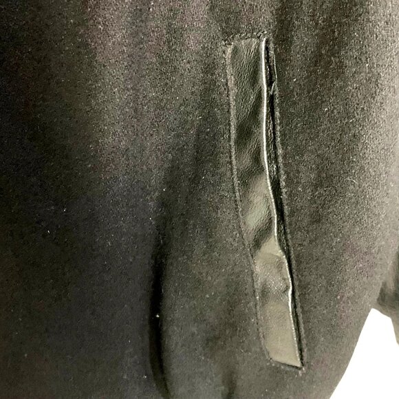 Varsity Letterman Aviator Bomber Jacket XL Black Leather Wool Embroidered Racing - Picture 5 of 14